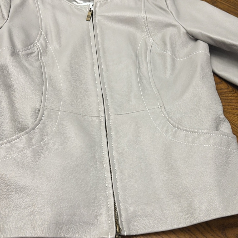 GUILLAUME Grey Leather Jacket - Picture 11 of 16